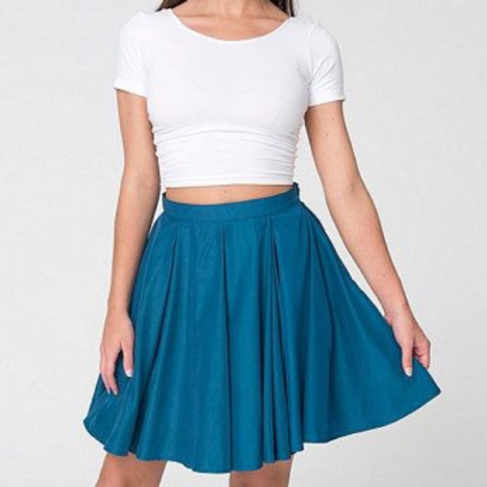 American Apparel Blue Short Gore Swing Skirt